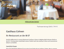 Tablet Screenshot of gasthaus-cohnen.de